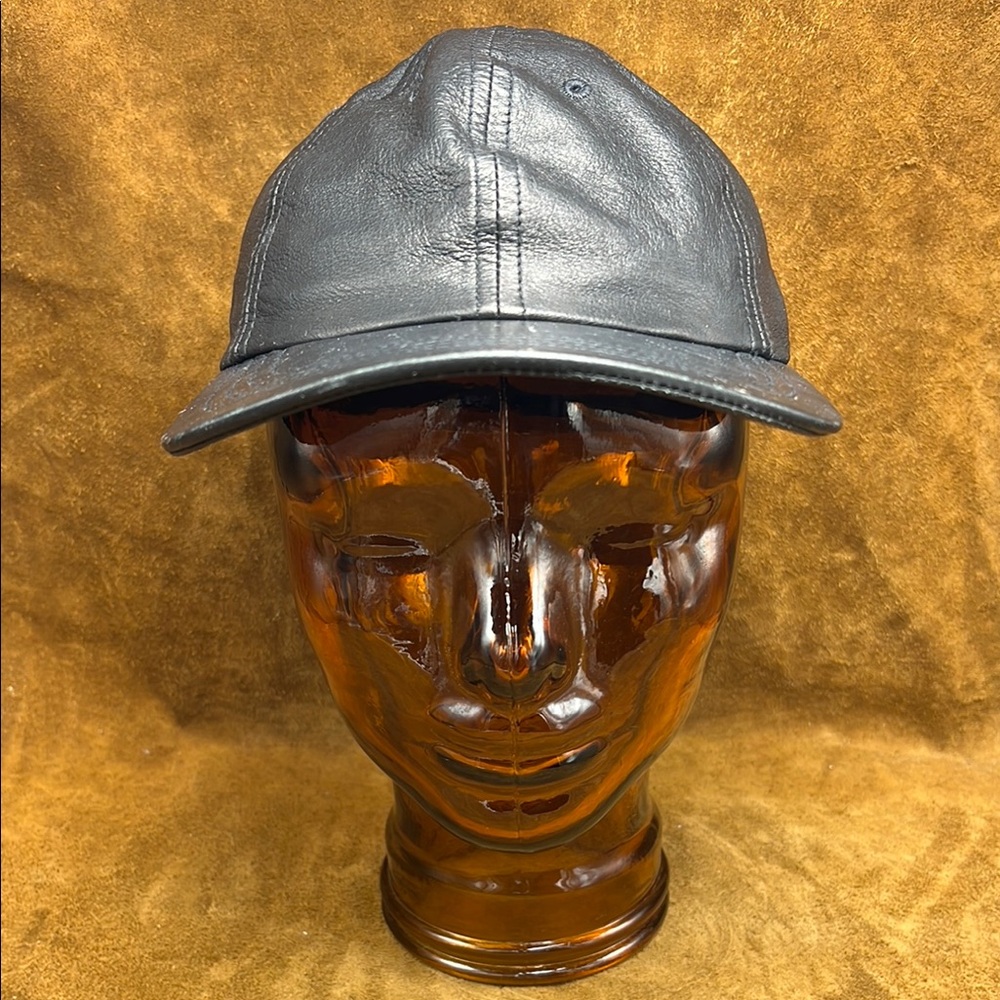 Black Leather Baseball Cap